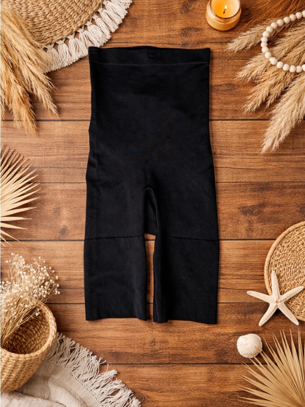 SPANX Mid Thigh Shaping Shorts High Rise Tummy Control Shapewear Black Small